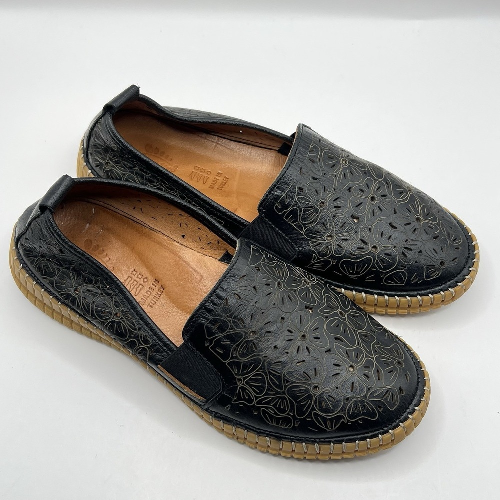 Spring Step Jookin Slip On Shoe EU 36/US 5.5-6 Black Laser Cut Comfort Boho